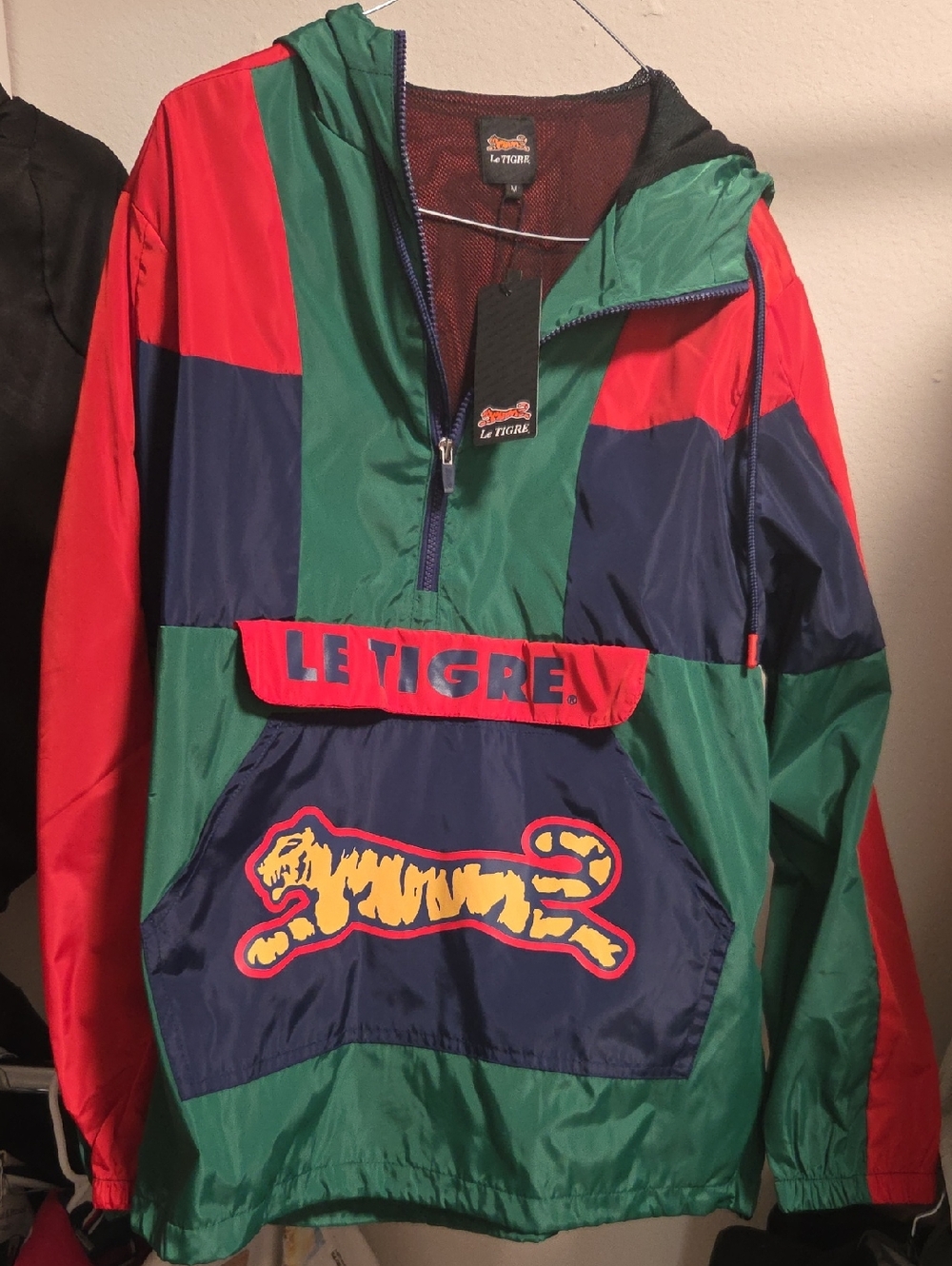 Le Tigre Green Navy Red Colorblock Pullover Windbreaker